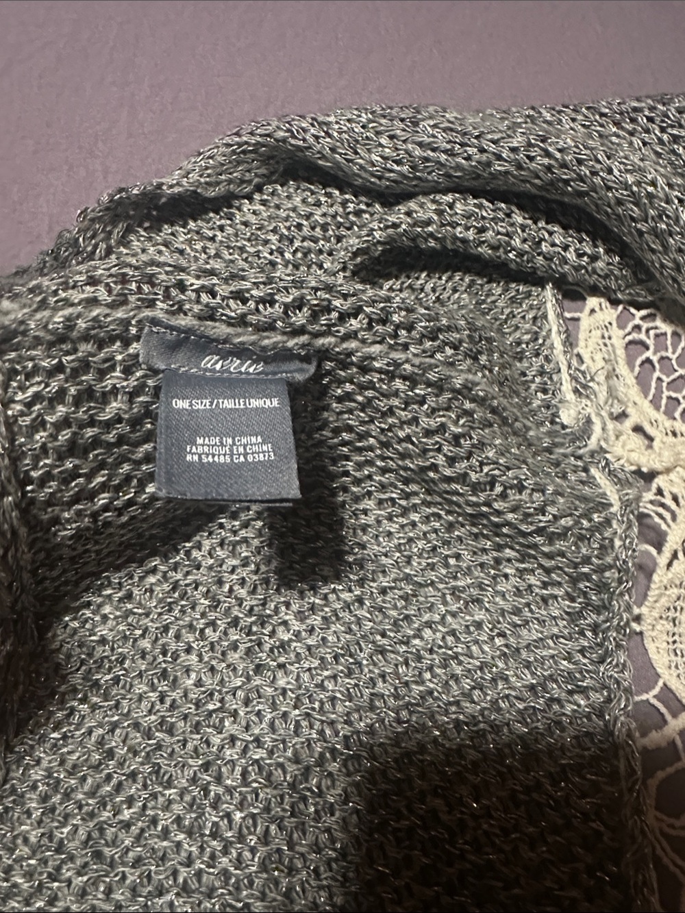Aerie Infinity Scarf (Gray/Silver Shimmer with a Lace Middle)